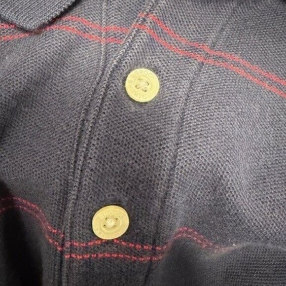 Brooks Brothers XL Navy/Red Striped Cotton Knit Long Sleeve Polo Shirt - Picture 3 of 5